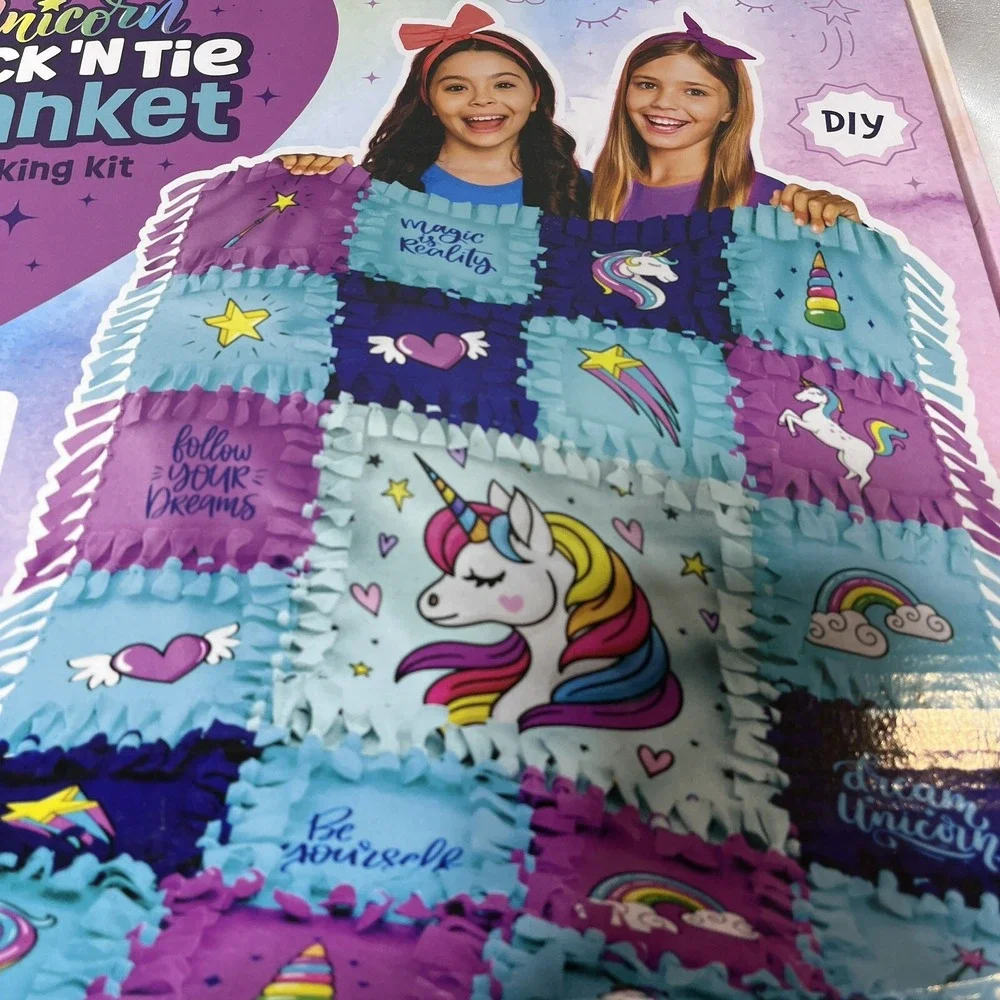 Pretty Me Unicorn Tuck N' Tie Fleece Blanket Making Kit DIY Crafts for Girls